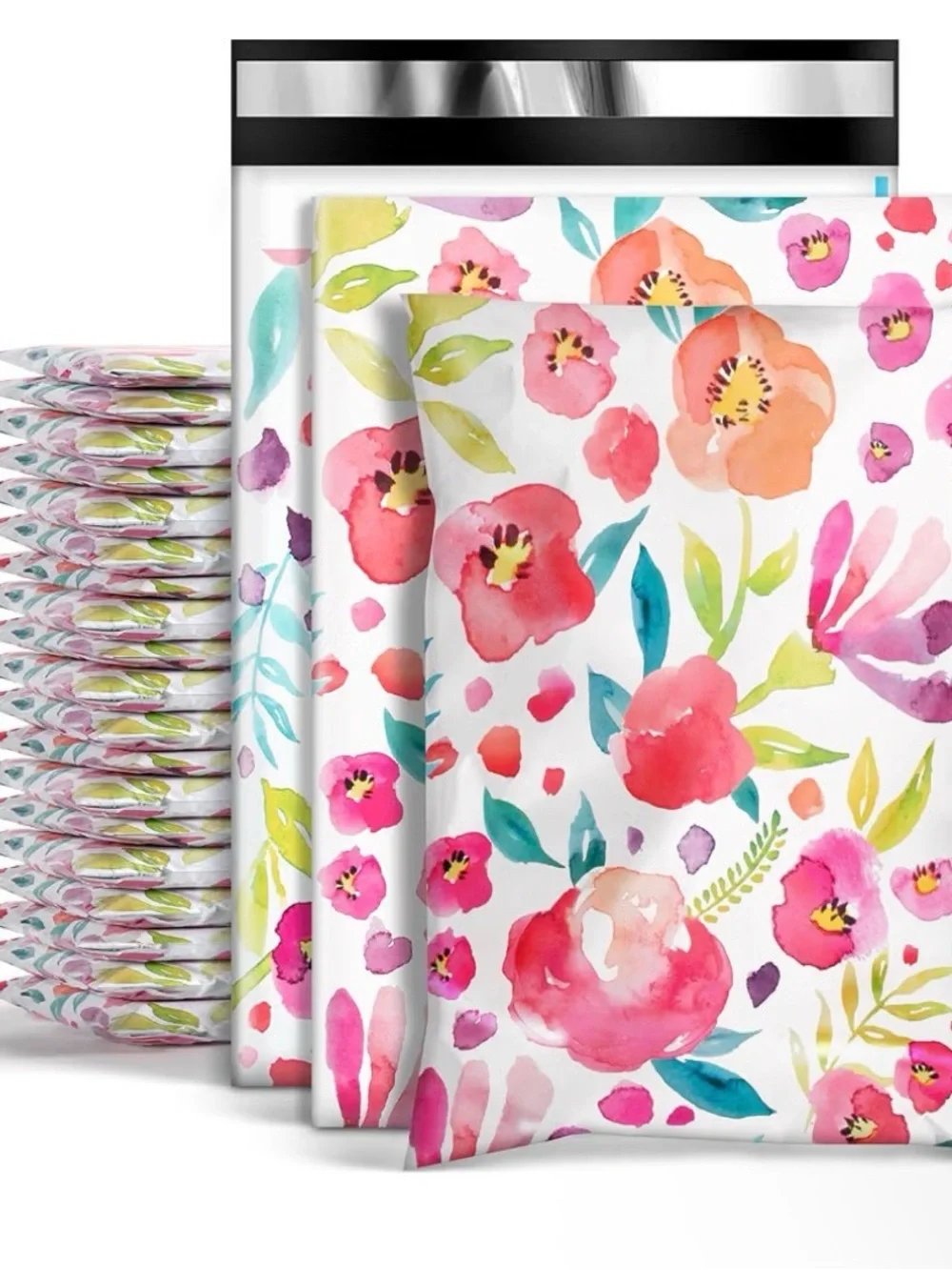 15-Watercolor Floral Shipping Mailers — Pink Multicolor